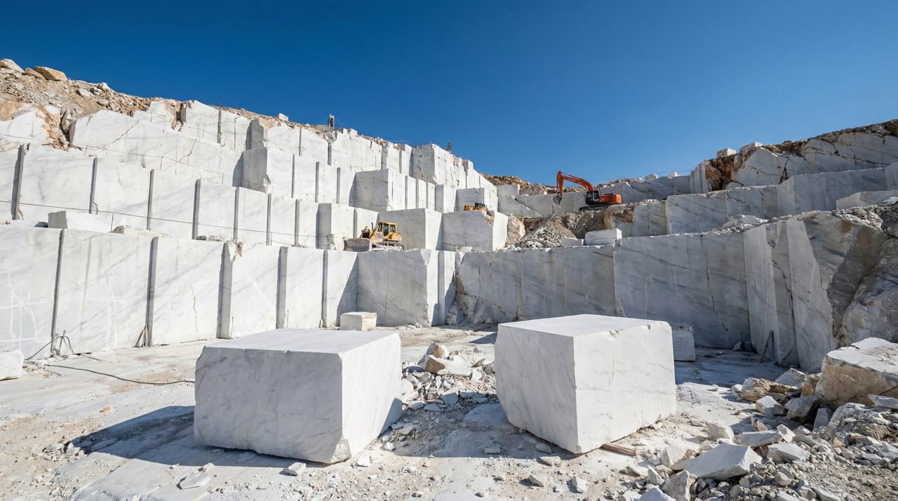 Мраморный карьер - вид на добычу